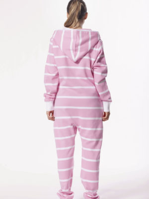 Комбинезон полосатый белый+розовый W1603 (1)