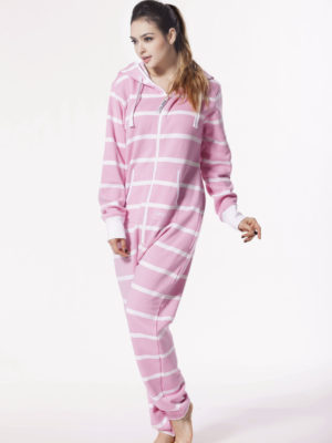 Комбинезон полосатый белый+розовый W1603 (4)