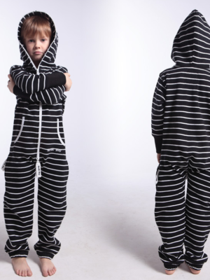 Полосатый комбинезон белый+черный K1605 3