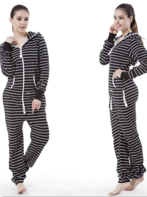 Полосатый комбинезон белый+черный W1605 2