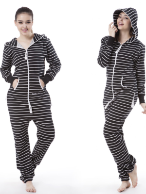 Полосатый комбинезон белый+черный W1605 4