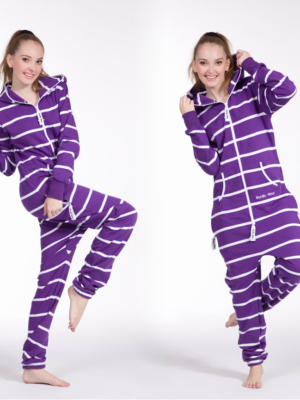 Полосатый комбинезон белый+фиолетовый W1606 11