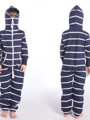 Полосатый комбинезон белый+темно-иний, токая белая K1608 1