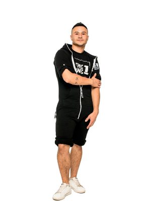 Llama short black Jumpsuit